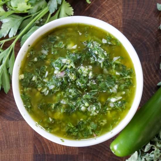 Authentic Chimichurri Sauce - Recipe photo by Man Meets Oven