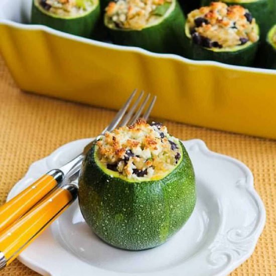 Vegetarian Stuffed Zucchini - Recipe photo by kalynskitchen
