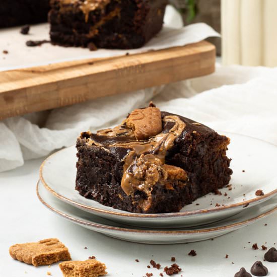 Biscoff Brownies - Recipe photo by theveganlarder