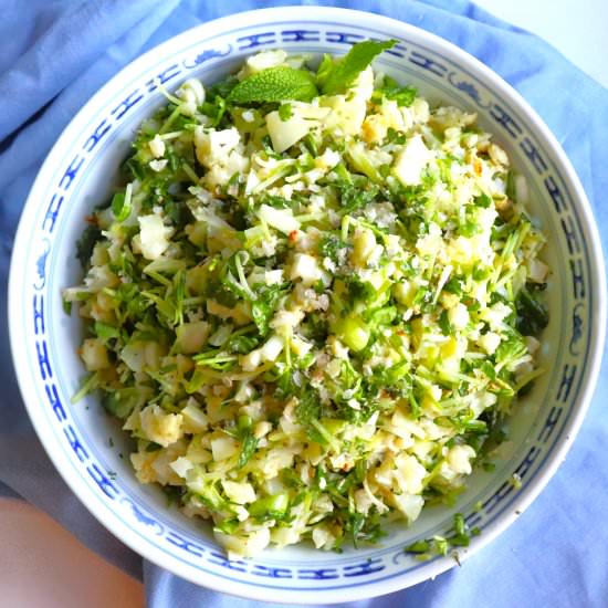 Minted Cauliflower Pea Shoot Salad - Recipe photo by veryveganval