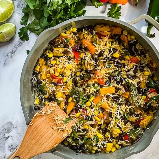 Fajita Rice and Beans (One Pan) - Recipe photo by Sweet Simple Masala