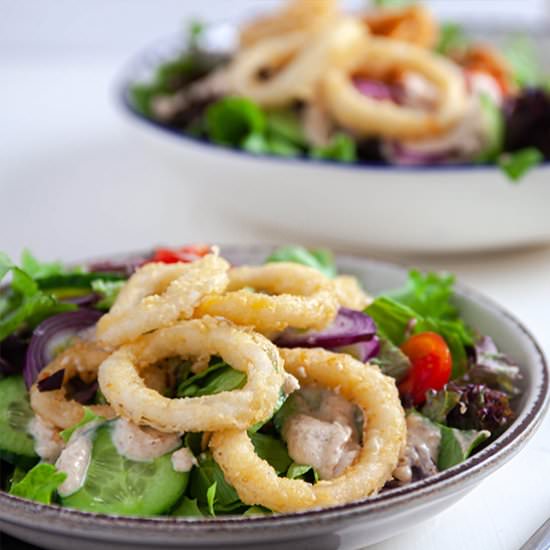Kalamarakia Tiganita Salad - Recipe photo by wellnesssleuth