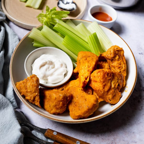 Easy Fried Buffalo Jackfruit - Recipe photo by veganpunks