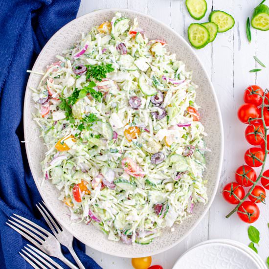 Easy Creamy Greek Coleslaw - Recipe photo by YummyForAdam2