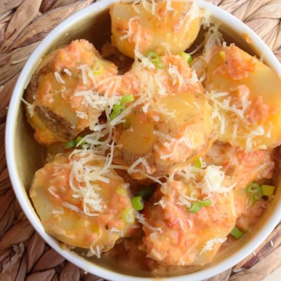 Colombian Papas Chorreadas - Recipe photo by Vecina Vegetariana