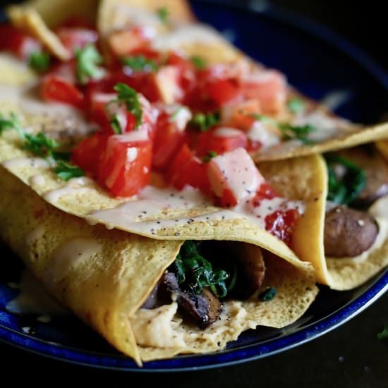 Easy Savory Chickpea Flour Crepes - Recipe photo by theconscientiouseater