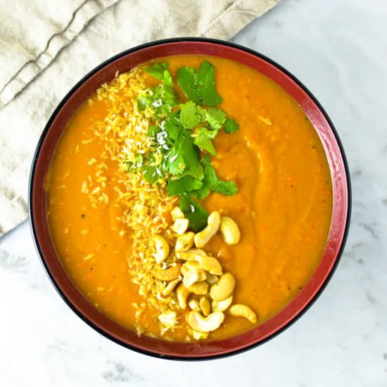 Thai Sweet Potato Carrot Soup - Recipe photo by atasteofmadness