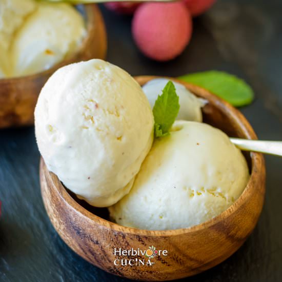 Litchi (lychee) Ice cream - Recipe photo by Herbivore Cucina