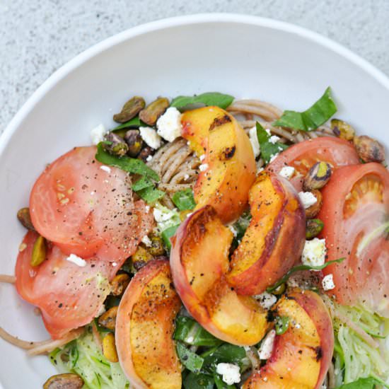 Zucchini Pasta Recipe with Peaches - Recipe photo by bowlofyum