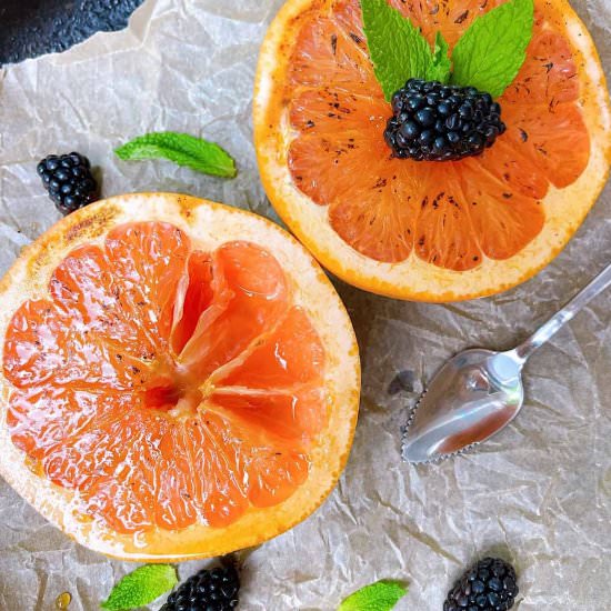 Bruleed Grapefruit - Recipe photo by Powell Family Cooking