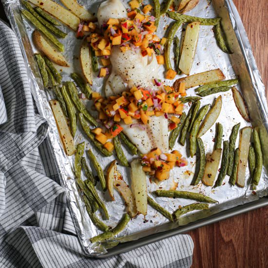 Baked Cod with Peach Salsa - Recipe photo by theproducepack
