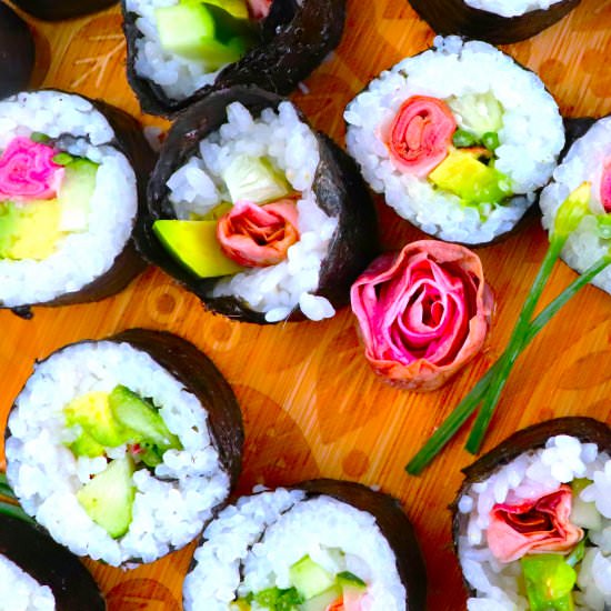 Pickled Magnolia Blossom Sushi - Recipe photo by veryveganval