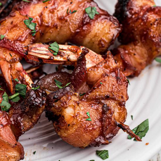 Smoked Bacon Wrapped Shrimp - Recipe photo by thecaglediaries