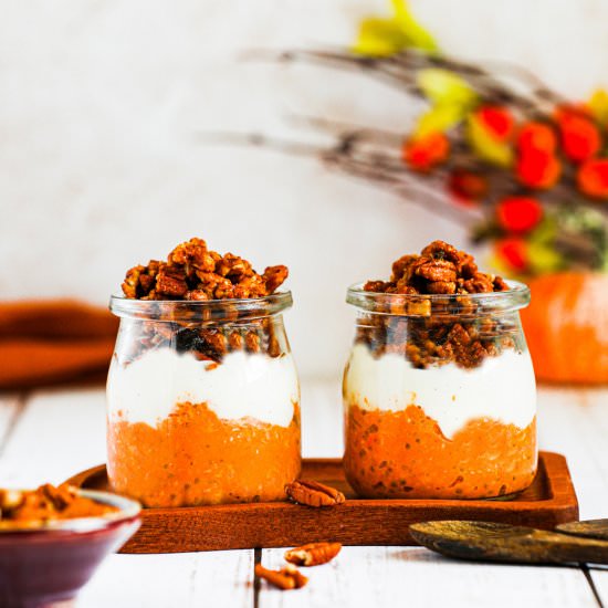 Warm Pumpkin Pie Overnight Oats - Recipe photo by oohlalaitsvegan