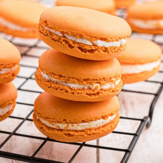Pumpkin Spice Macarons - Recipe photo by thecaglediaries