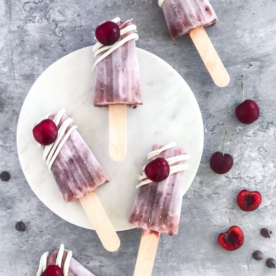 Chocolate Cherry Yogurt Popsicles - Recipe photo by semisweetbites