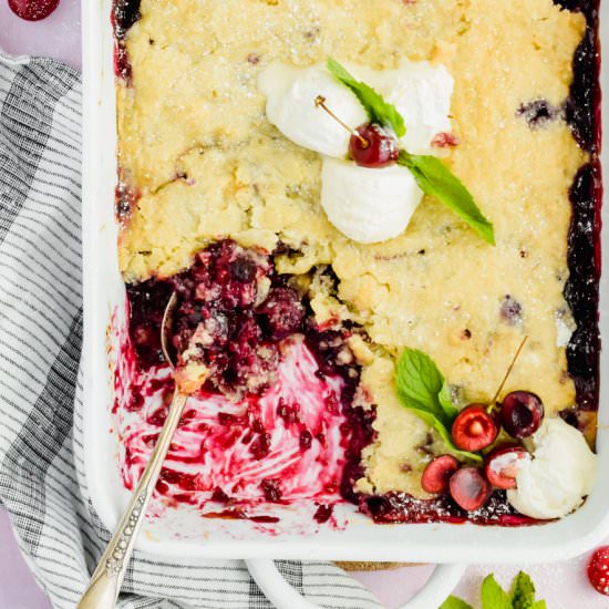 Cherry Blueberry Cobbler - Recipe photo by apaigeofpositivity