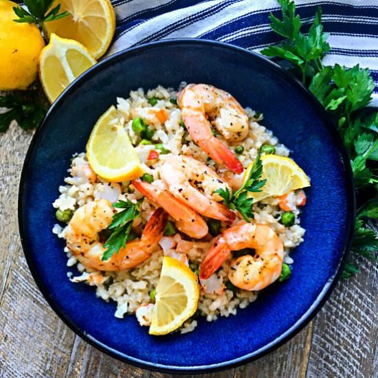 Lemony Prawn and Pea Risotto - Recipe photo by wellnesssleuth