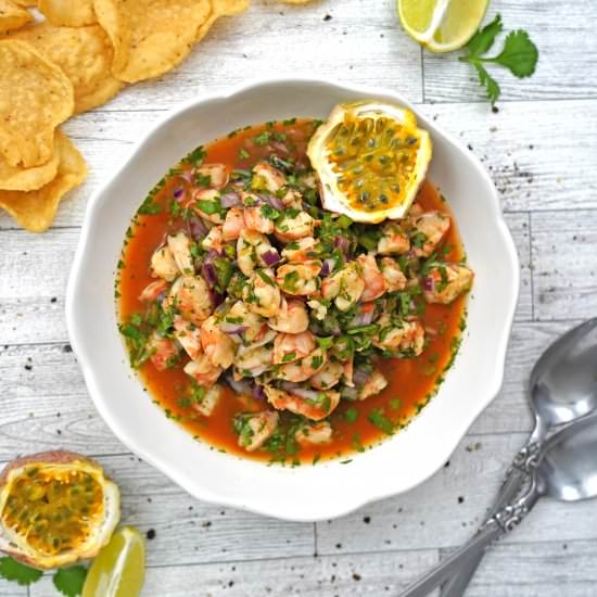 Shrimp Ceviche with Passion Fruit - Recipe photo by Thyme of Season