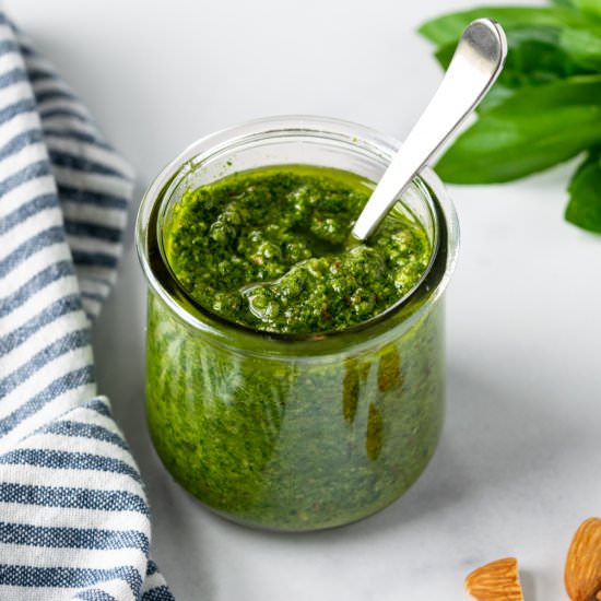 Almond Basil Pesto - Recipe photo by freshapron