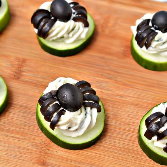 KETO SPIDER CUCUMBER BITES - Recipe photo by Stylish Cravings