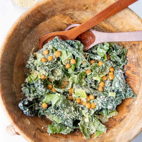 Kale Caesar Salad - Recipe photo by wholefully