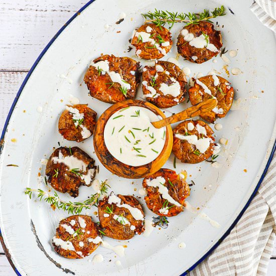 Crispy Air Fryer Smashed Potatoes - Recipe photo by oohlalaitsvegan