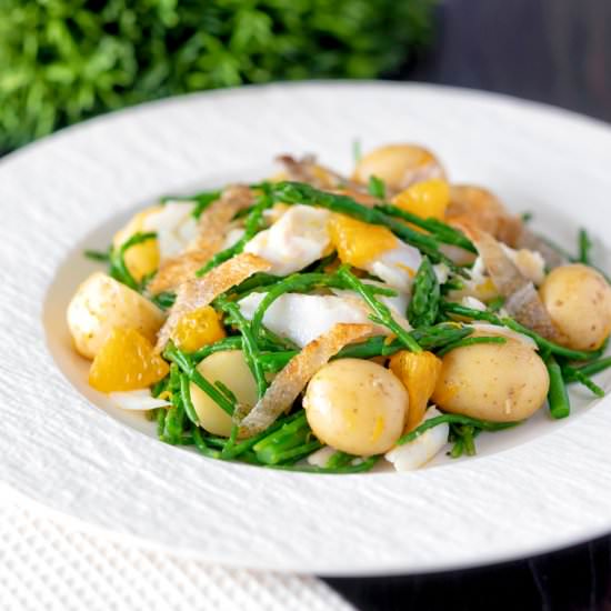 Cod Salad with Samphire & Asparagus - Recipe photo by Brian Jones