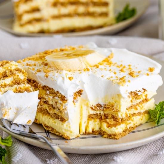 Banana Icebox Cake - Recipe photo by noshingwiththenolands
