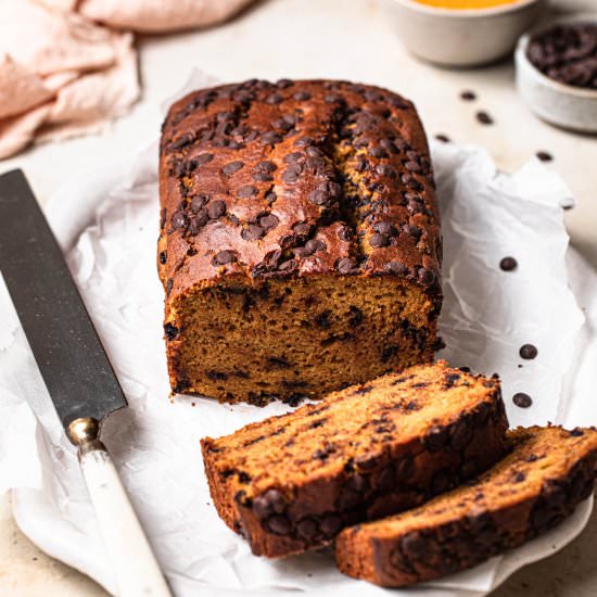 Gluten Free Choc Chip Pumpkin Bread - Recipe photo by Our Nourishing Table