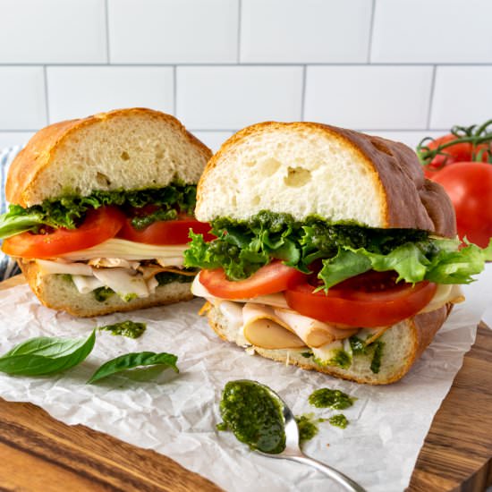 Pesto Turkey Sandwich - Recipe photo by freshapron