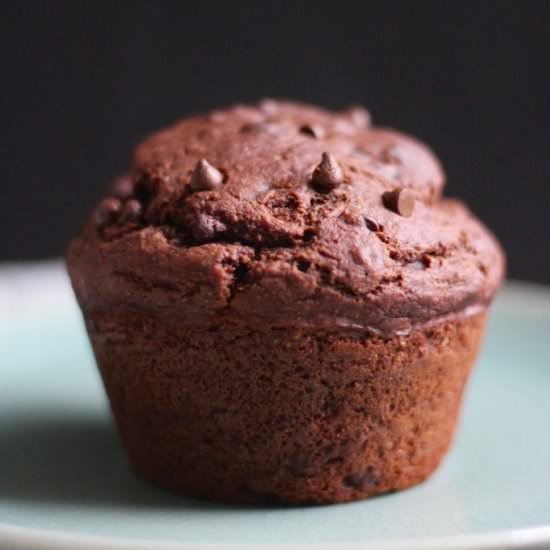 Double Chocolate Jumbo Muffins - Recipe photo by theconscientiouseater
