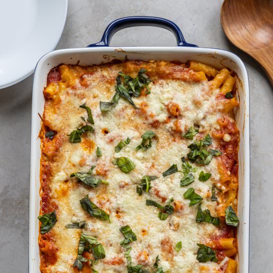 Meatless Baked Ziti with Ricotta - Recipe photo by MeganVsKitchen