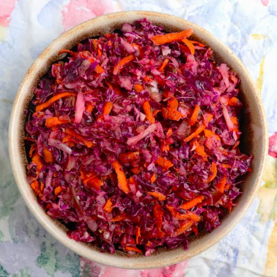 Red Cabbage and Rhubarb Slaw - Recipe photo by veryveganval
