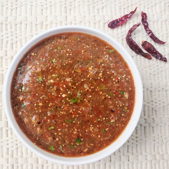Chile de Arbol Tomatillo Salsa - Recipe photo by Flavorful Eats
