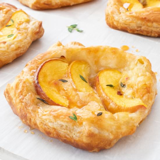 Peach and Brie Puff Pastry Tarts - Recipe photo by For the Love of Cooking