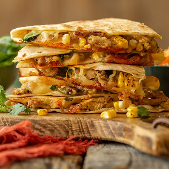 Tomatillo Chicken Quesadillas - Recipe photo by tenpoundcakecompany
