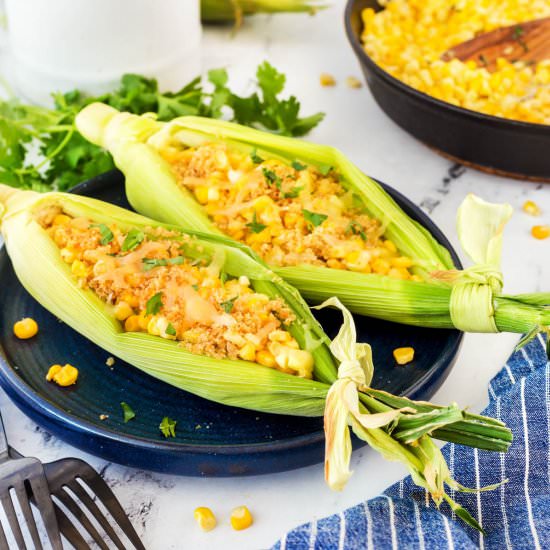 Easy Cheesy Skillet Corn - Recipe photo by noshingwiththenolands