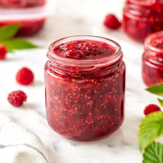 No Cooking Freezer Raspberry Jam - Recipe photo by allweeat