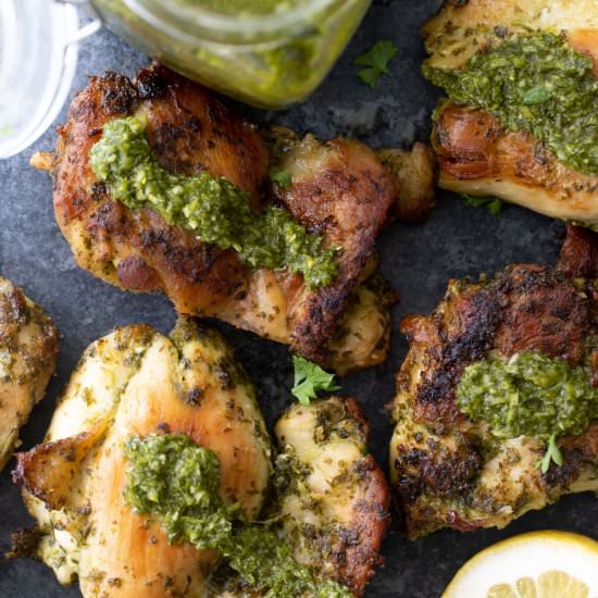 Chimichurri Chicken Thighs - Recipe photo by Kelli @ Hungry Hobby