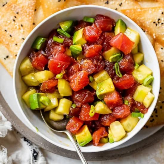 Tuna Tartare w Cucumber and Avocado - Recipe photo by Skinnytaste