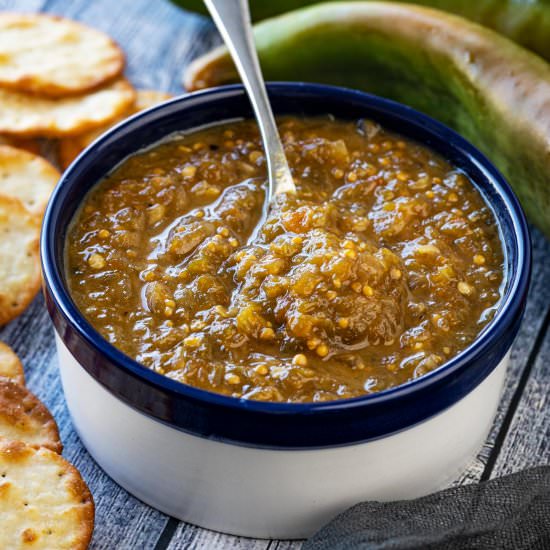 Roasted Hatch Chile Jam - Recipe photo by chilesandsmoke