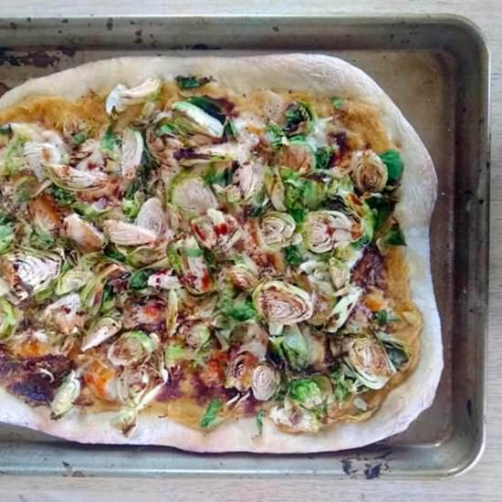 Hummus Pizza with Brussels Sprouts - Recipe photo by bowlofyum