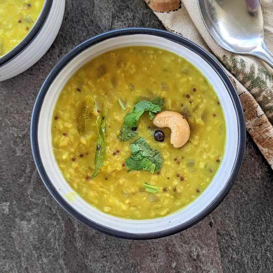 Steel cut oats with red lentils - Recipe photo by vegbyswati