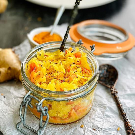Raw Sauerkraut with Turmeric - Recipe photo by ramonascuisine