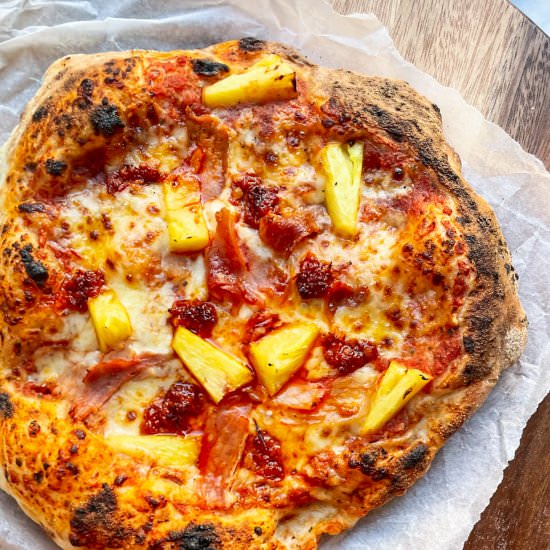 Spicy Hawaiian pizza - Recipe photo by DishedbyKate
