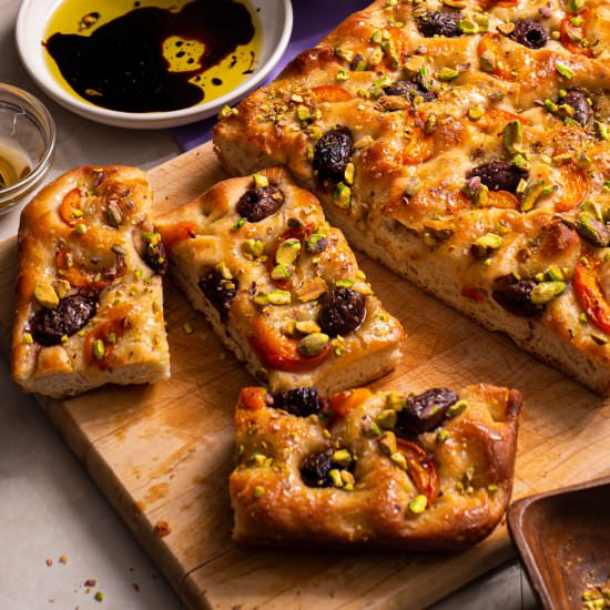 Apricot and Olive Focaccia - Recipe photo by rhubarbandcod