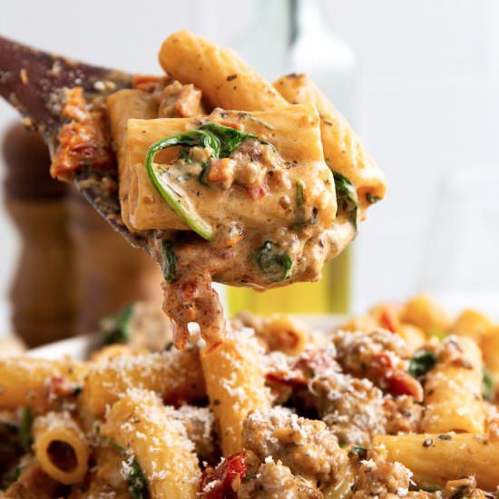 Creamy Tuscan Sausage Pasta - Recipe photo by cookingjar
