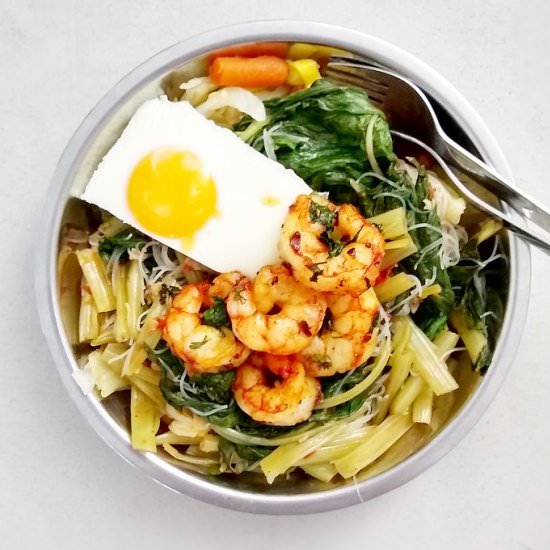 Shrimp Bowl w/i Water Spinach - Recipe photo by escapetofood