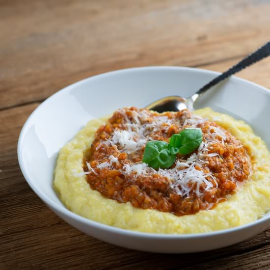 Polenta with Sweet Tomato Sauce! - Recipe photo by Framed Cooks